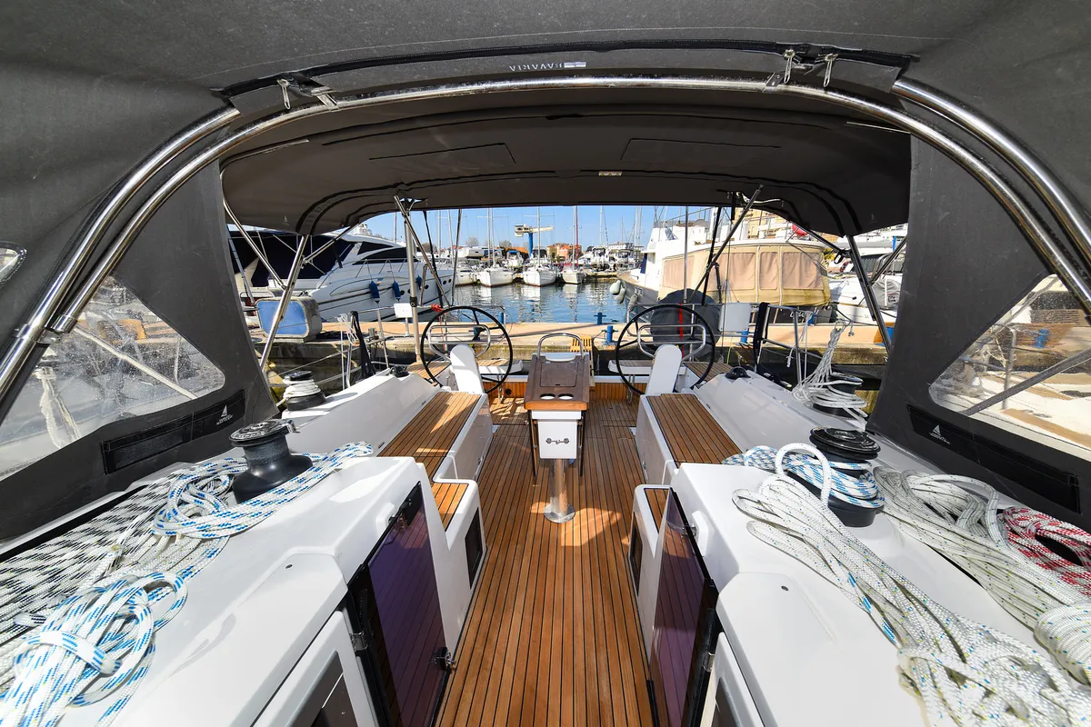 Cockpit of SEA CLOUD, a Bavaria C38 sailboat at Zadar, Croatia