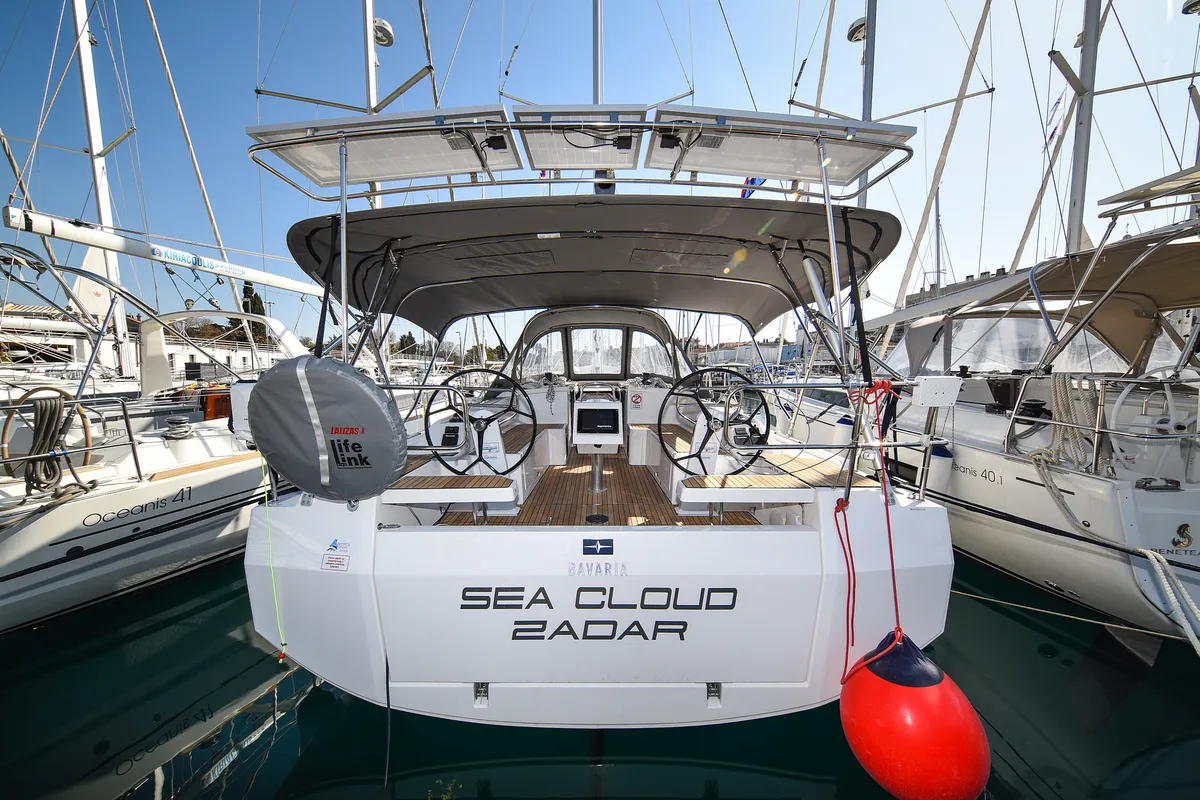 Exterior view of SEA CLOUD, a Bavaria C38 sailboat at Zadar, Croatia
