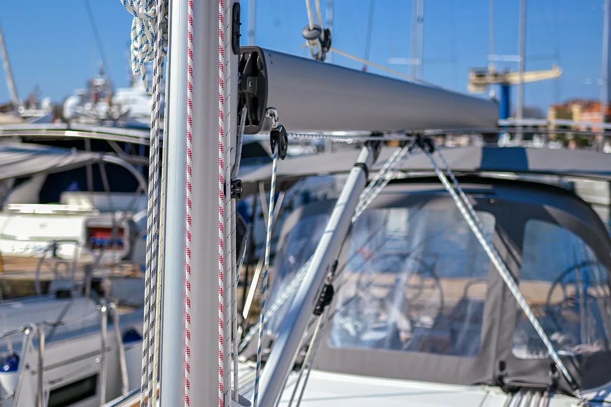 Deck of SEA CLOUD, a Bavaria C38 sailboat at Zadar, Croatia