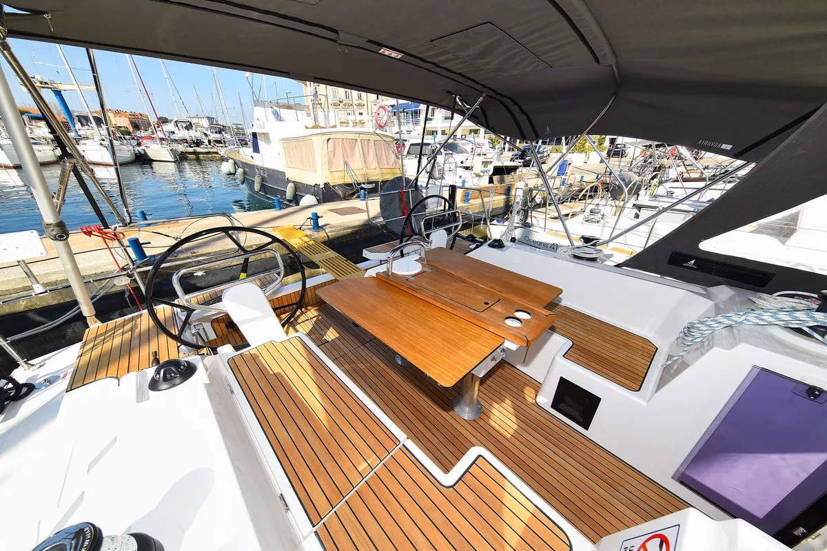 Cockpit of SEA CLOUD, a Bavaria C38 sailboat at Zadar, Croatia