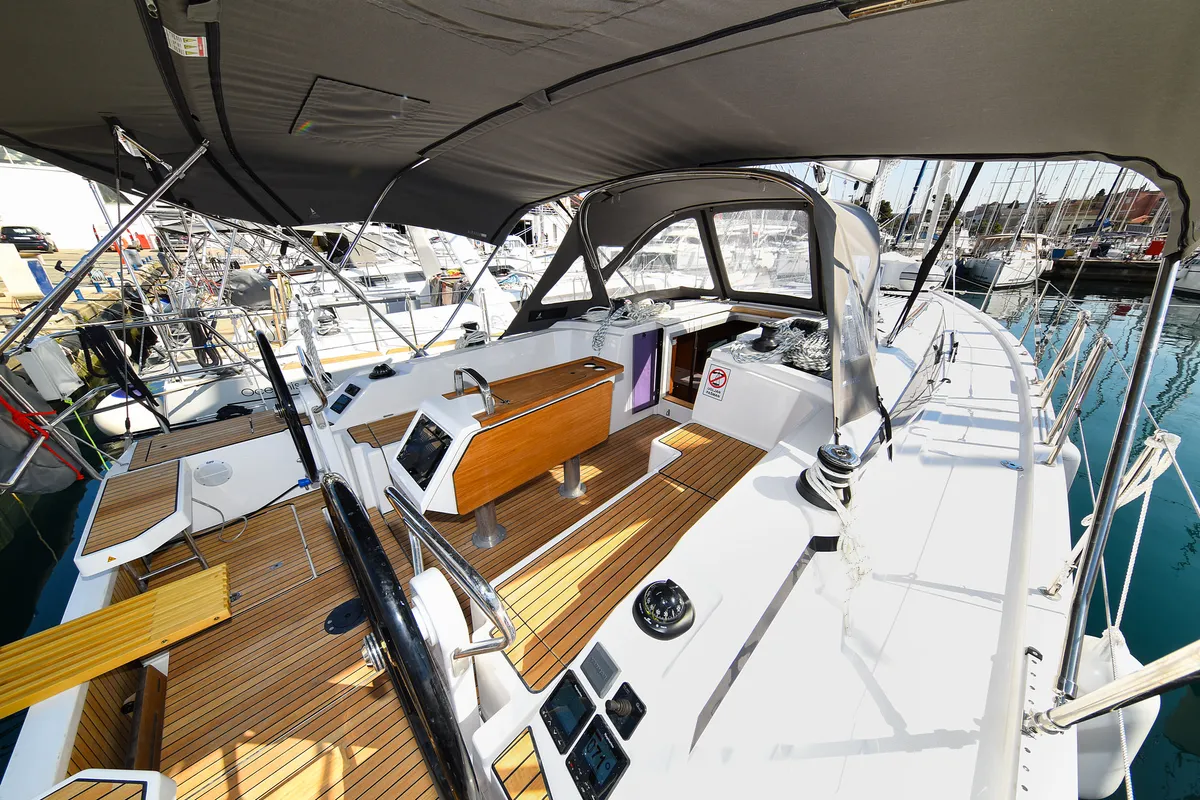 Cockpit of SEA CLOUD, a Bavaria C38 sailboat at Zadar, Croatia