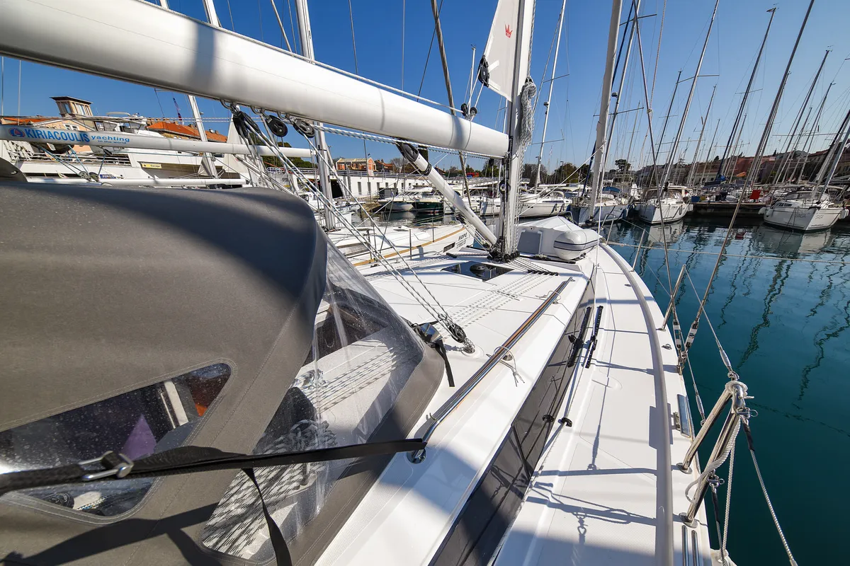 Deck of SEA CLOUD, a Bavaria C38 sailboat at Zadar, Croatia