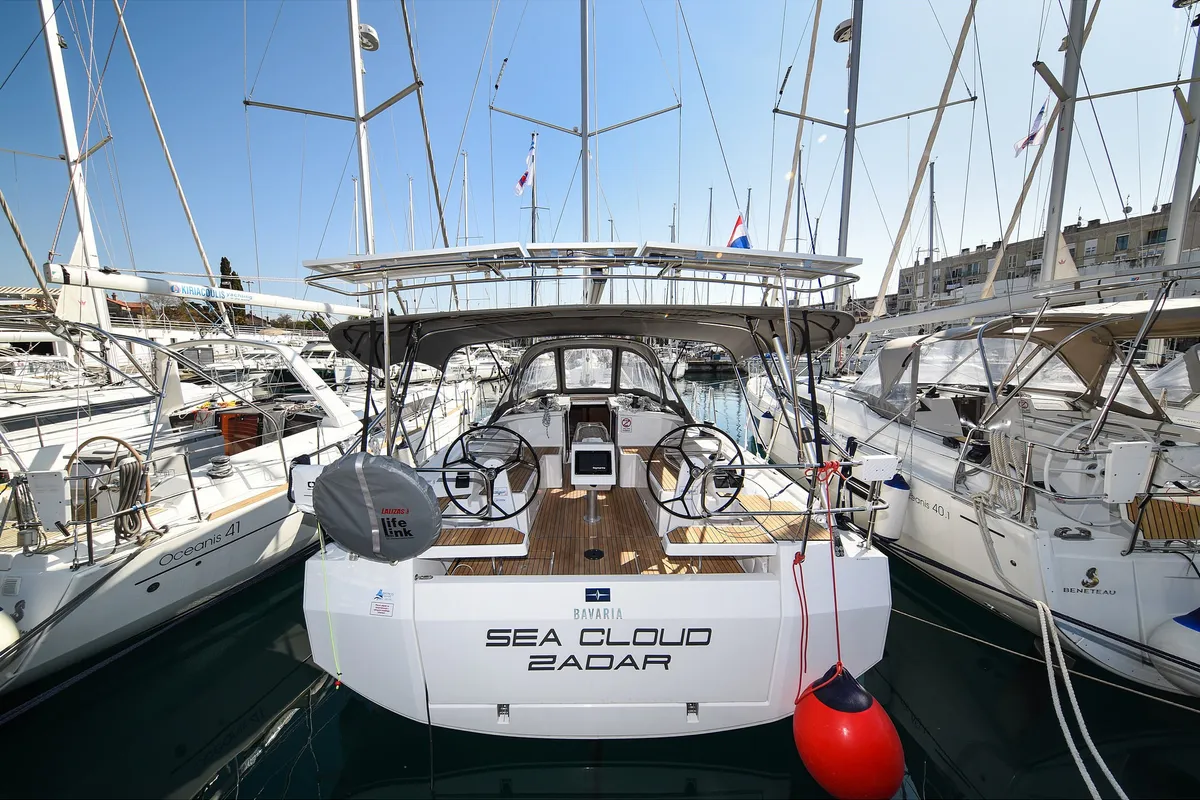 Cockpit of SEA CLOUD, a Bavaria C38 sailboat at Zadar, Croatia