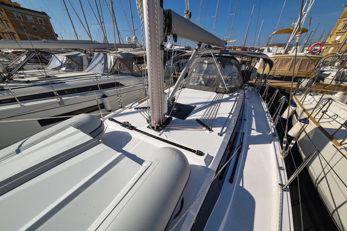 Deck of SEA CLOUD, a Bavaria C38 sailboat at Zadar, Croatia
