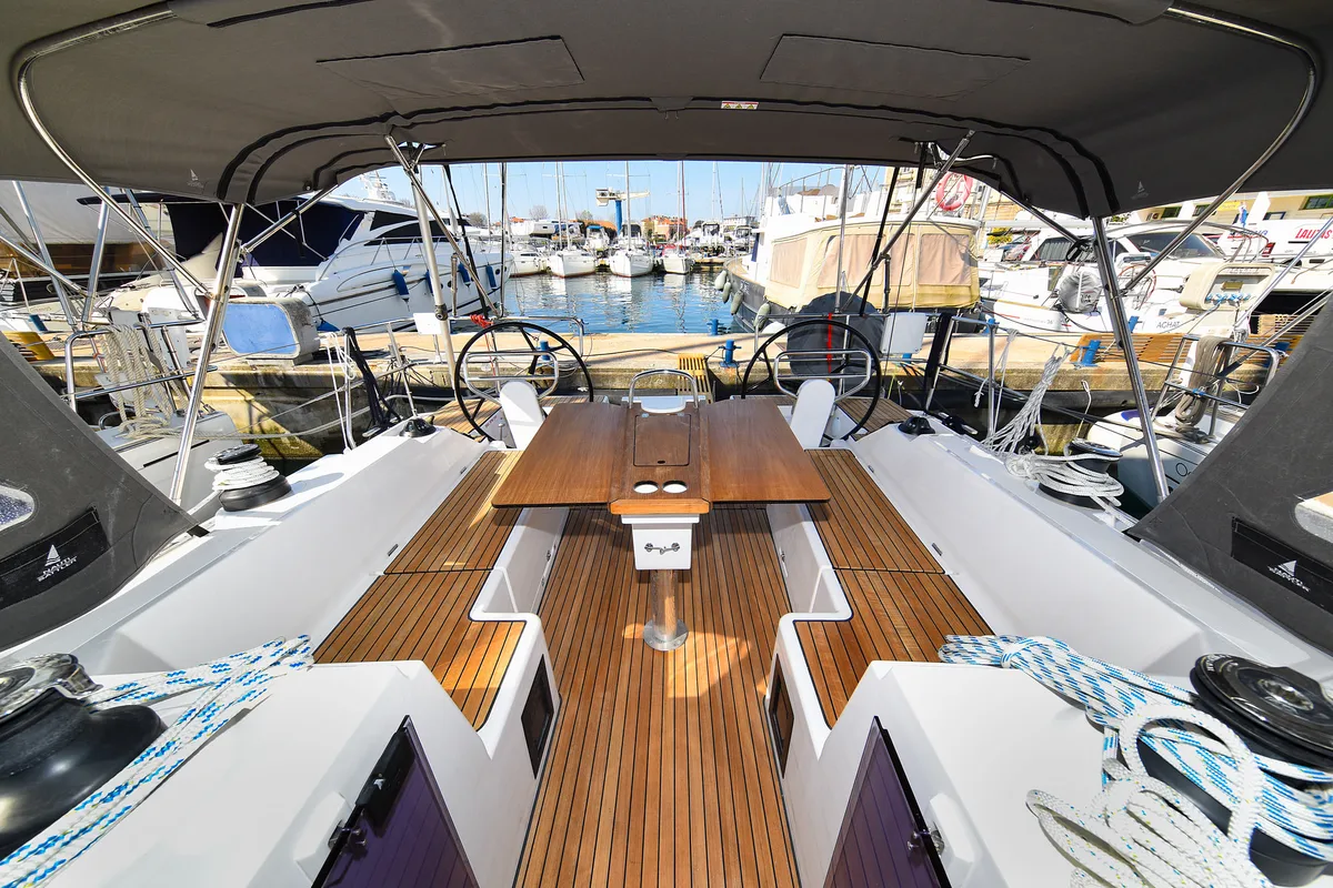 Cockpit of SEA CLOUD, a Bavaria C38 sailboat at Zadar, Croatia