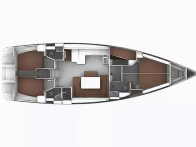 Floor plan of OREO, a Bavaria Cruiser 51 sailboat at Skiathos, Greece
