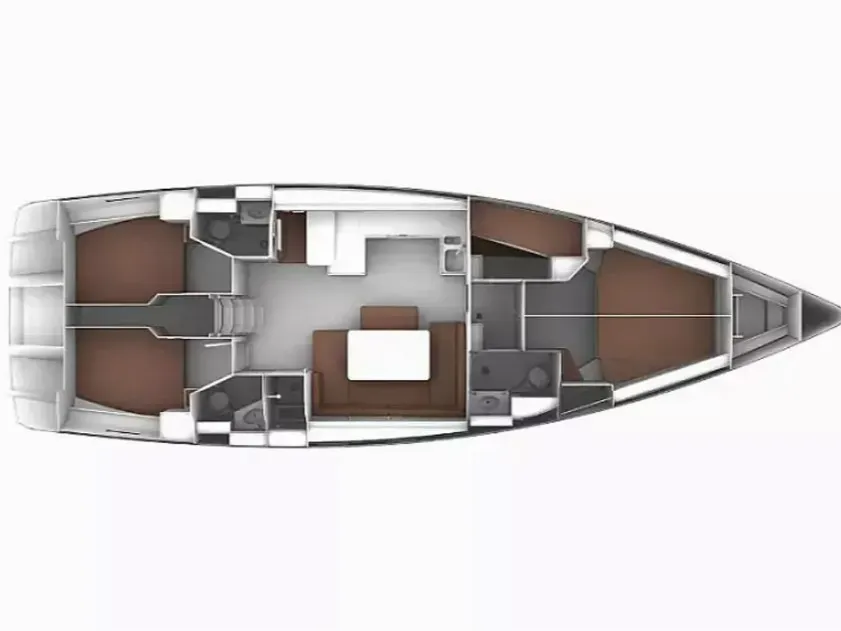 Floor plan of OREO, a Bavaria Cruiser 51 sailboat at Skiathos, Greece