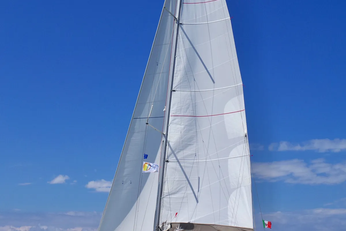 Exterior view of Azzurra - Solar Panel, a Jeanneau Sun Odyssey 479 sailboat at Puntone di Scarlino, Italy