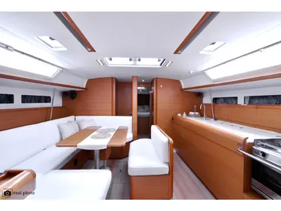 Galley of Azzurra - Solar Panel, a Jeanneau Sun Odyssey 479 sailboat at Puntone di Scarlino, Italy