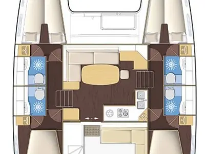 Floor plan of Christina, a Lagoon 400 catamaran at Athens, Greece