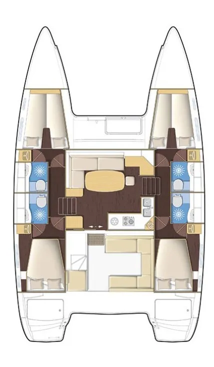 Floor plan of Christina, a Lagoon 400 catamaran at Athens, Greece