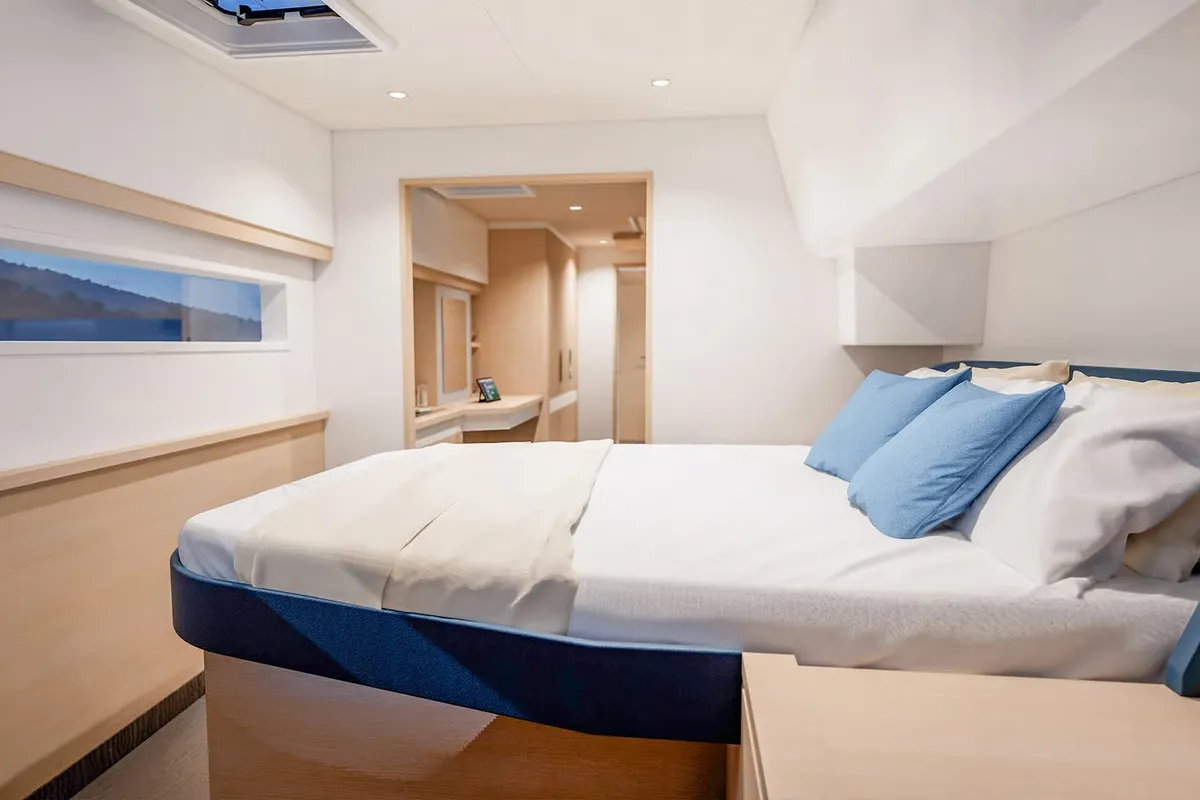 Cabin on Long Layover, a Fountaine Pajot FP 48 Quintet 5 catamaran at Charlotte Amalie, United States