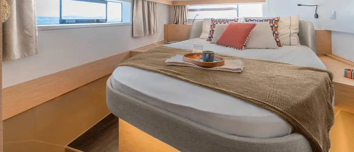 Cabin on Long Layover, a Fountaine Pajot FP 48 Quintet 5 catamaran at Charlotte Amalie, United States