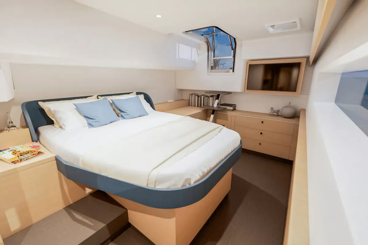 Cabin on Long Layover, a Fountaine Pajot FP 48 Quintet 5 catamaran at Charlotte Amalie, United States