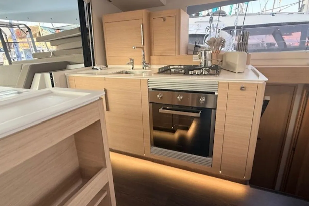 Long Layover, a Fountaine Pajot FP 48 Quintet 5 catamaran at Charlotte Amalie, United States