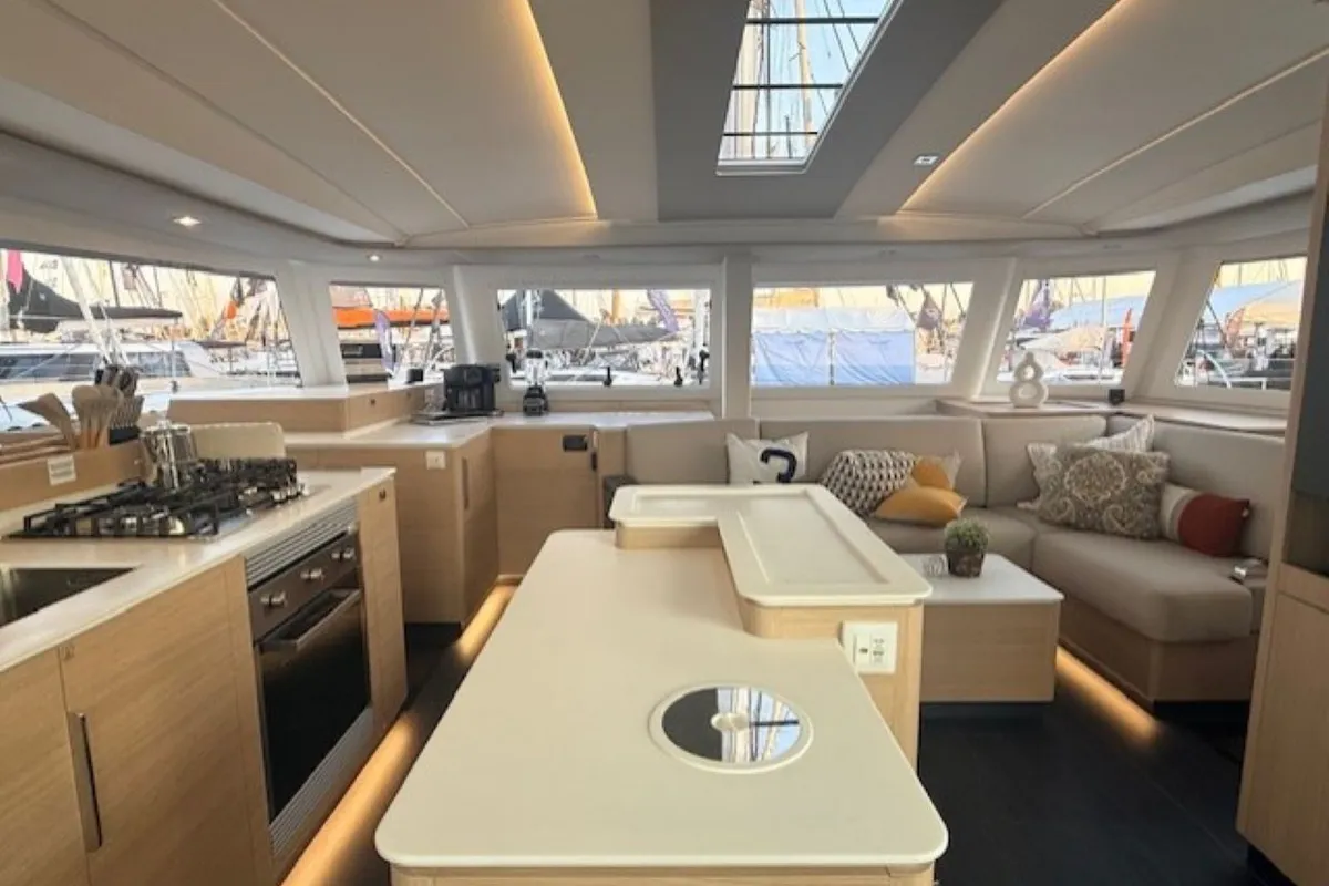 Long Layover, a Fountaine Pajot FP 48 Quintet 5 catamaran at Charlotte Amalie, United States