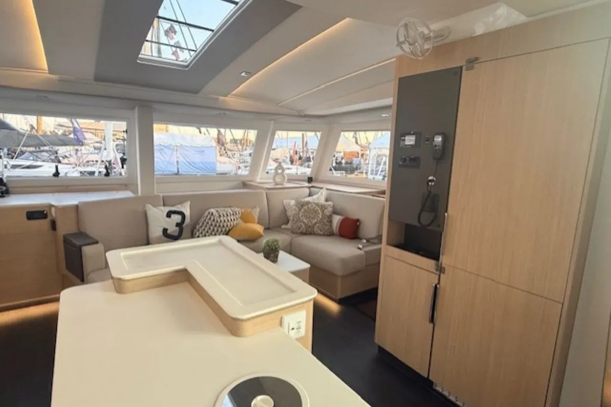 Long Layover, a Fountaine Pajot FP 48 Quintet 5 catamaran at Charlotte Amalie, United States