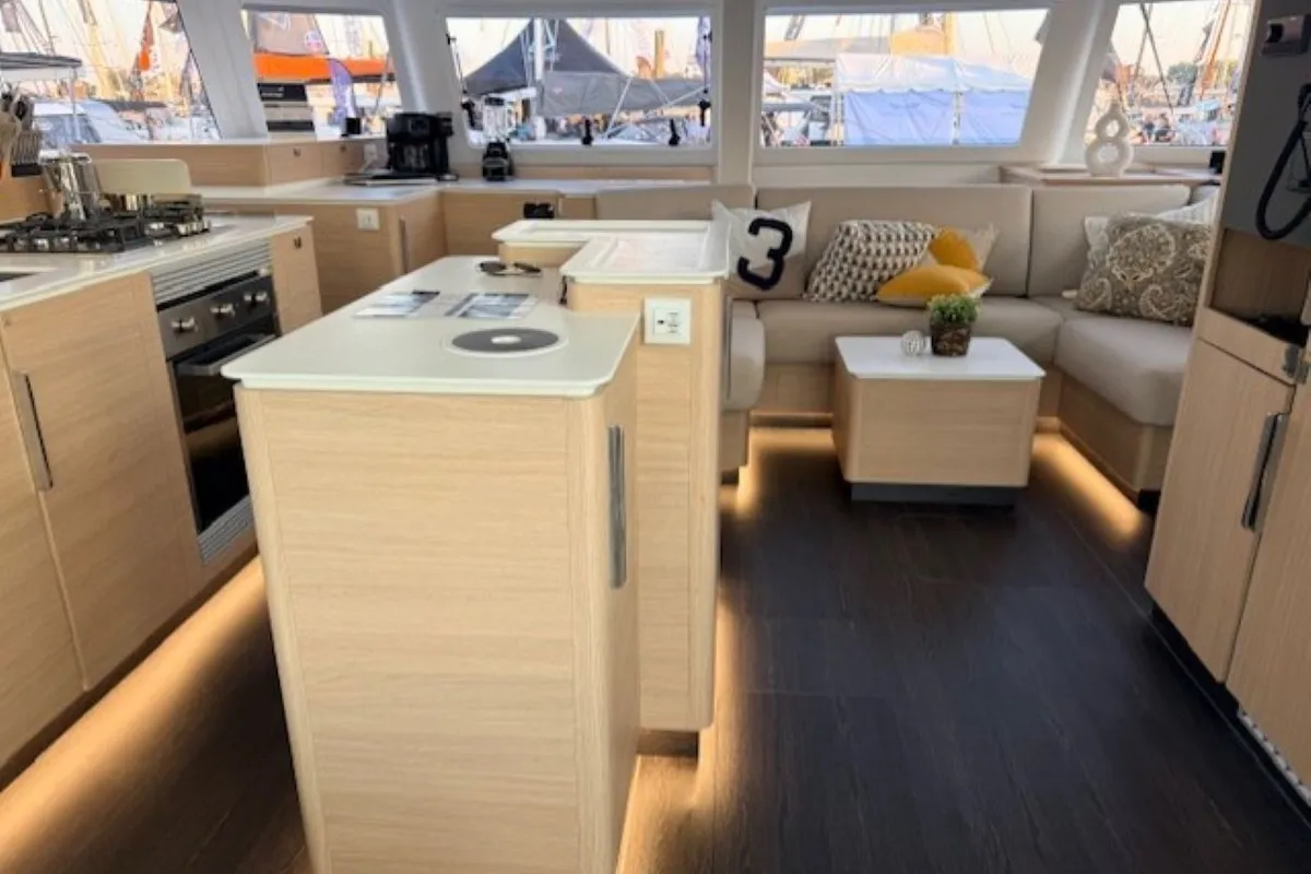 Long Layover, a Fountaine Pajot FP 48 Quintet 5 catamaran at Charlotte Amalie, United States