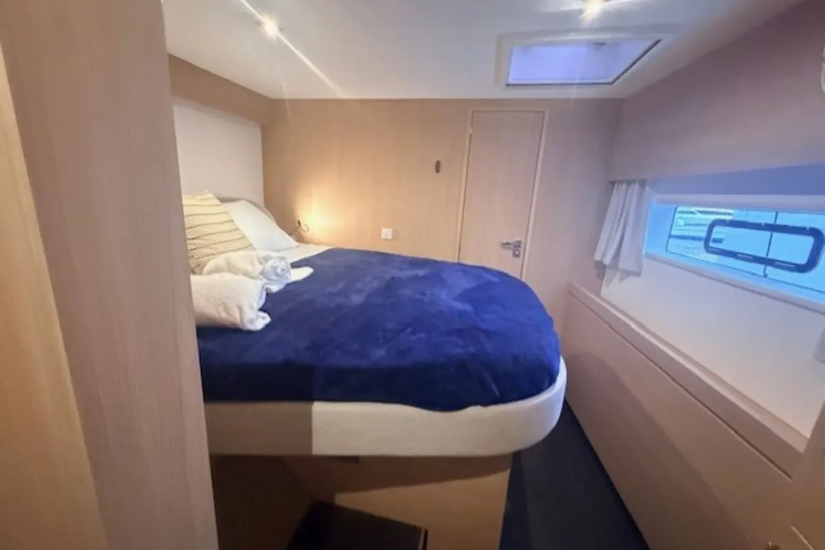 Long Layover, a Fountaine Pajot FP 48 Quintet 5 catamaran at Charlotte Amalie, United States
