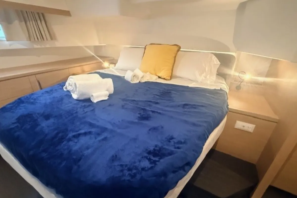 Long Layover, a Fountaine Pajot FP 48 Quintet 5 catamaran at Charlotte Amalie, United States