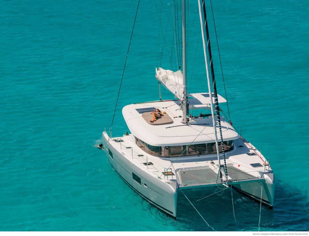 Exterior view of Take it easy, a Lagoon 42 catamaran at Bonifacio / Bunifaziu, France