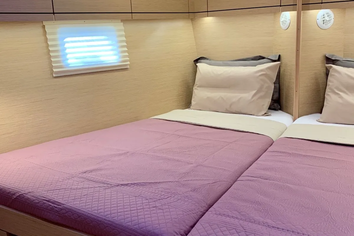 Cabin on ARTEMIS, a Hanse 508 sailboat at Lefkada, Greece