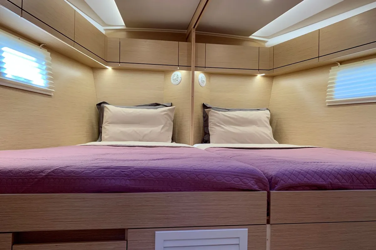 Cabin on ARTEMIS, a Hanse 508 sailboat at Lefkada, Greece