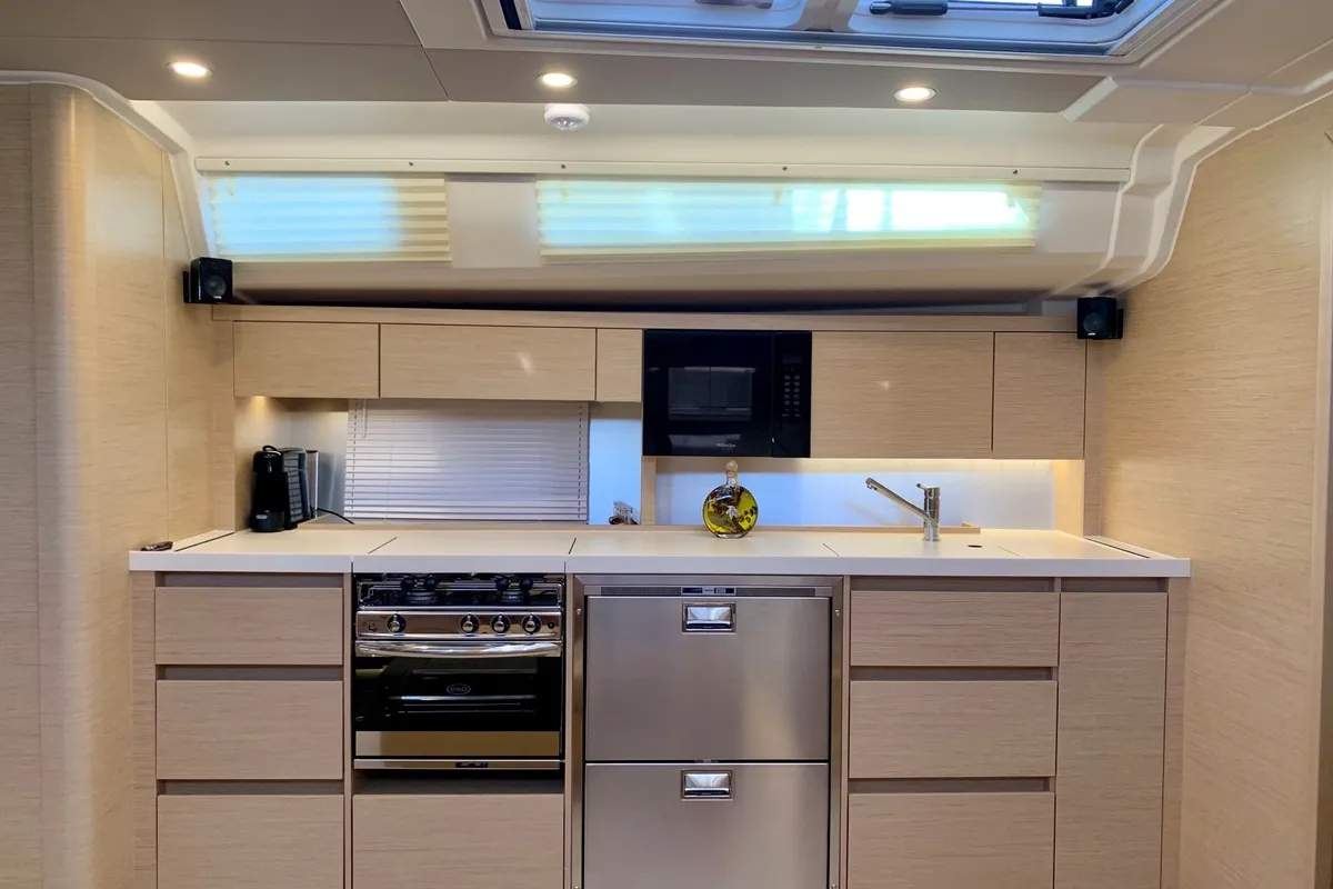 Galley of ARTEMIS, a Hanse 508 sailboat at Lefkada, Greece