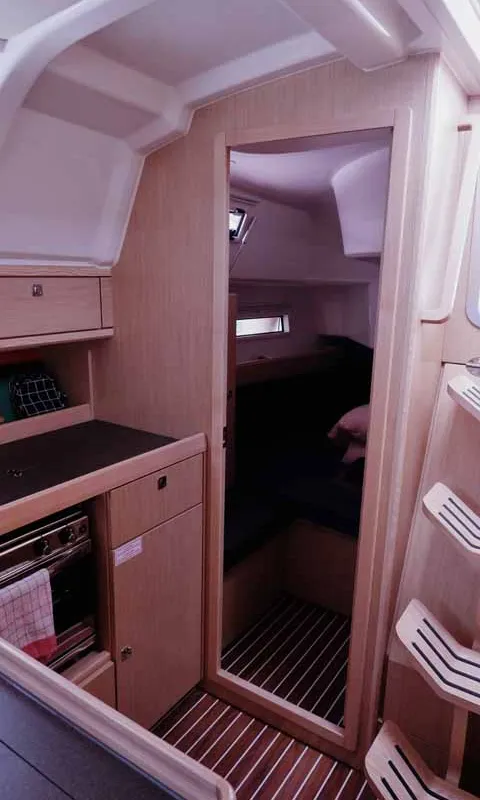 Galley of Paloma, a Bavaria Cruiser 37 sailboat at Portoferraio, Italy