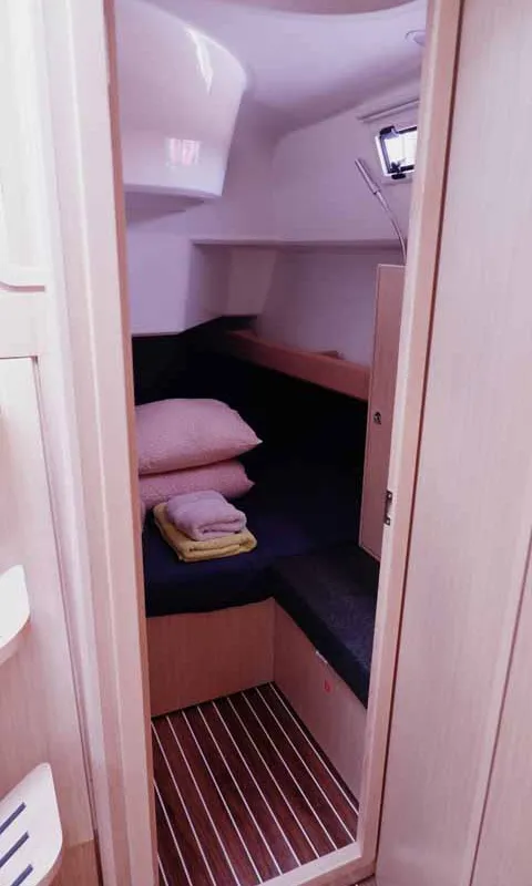 Cabin on Paloma, a Bavaria Cruiser 37 sailboat at Portoferraio, Italy