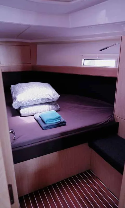 Cabin on Paloma, a Bavaria Cruiser 37 sailboat at Portoferraio, Italy