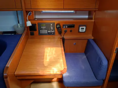 Salon of IOLI, a Bavaria Cruiser 41 sailboat at Municipal Unit of Lefkada, Greece
