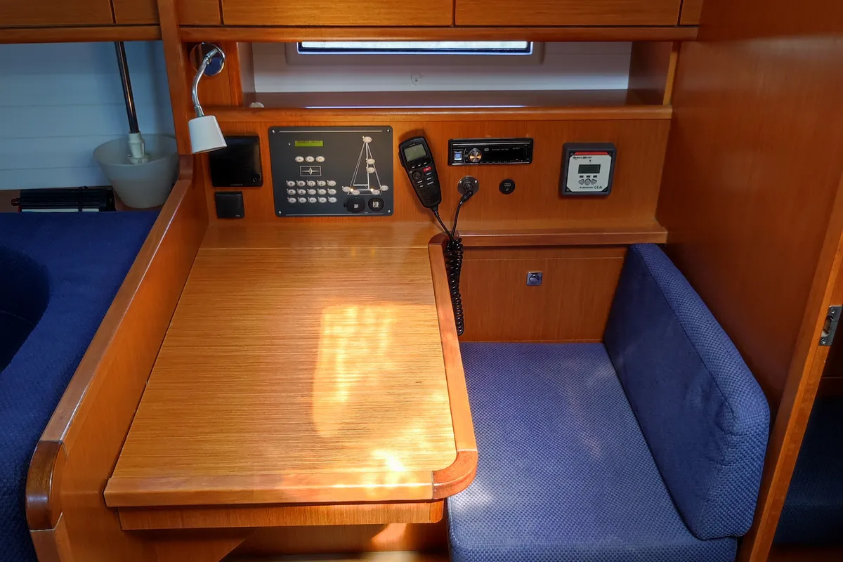 Salon of IOLI, a Bavaria Cruiser 41 sailboat at Municipal Unit of Lefkada, Greece