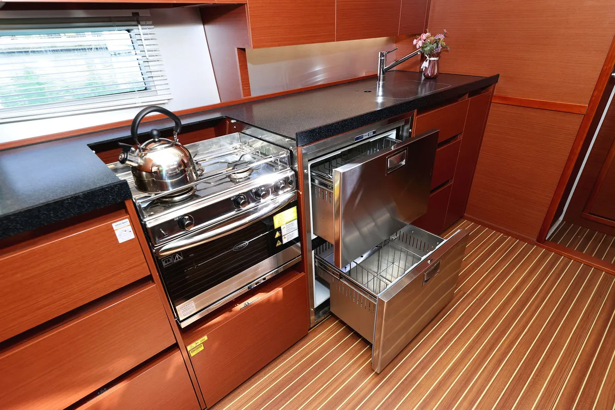 Galley of Uptown Girl, a Hanse 508 sailboat at Dubrovnik, Croatia