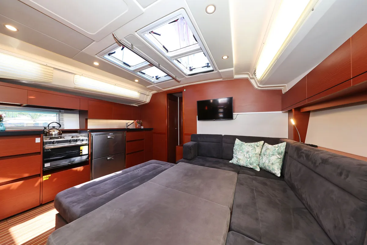Salon of Uptown Girl, a Hanse 508 sailboat at Dubrovnik, Croatia