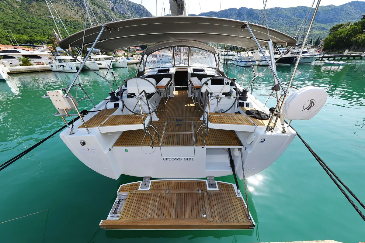 Exterior view of Uptown Girl, a Hanse 508 sailboat at Dubrovnik, Croatia