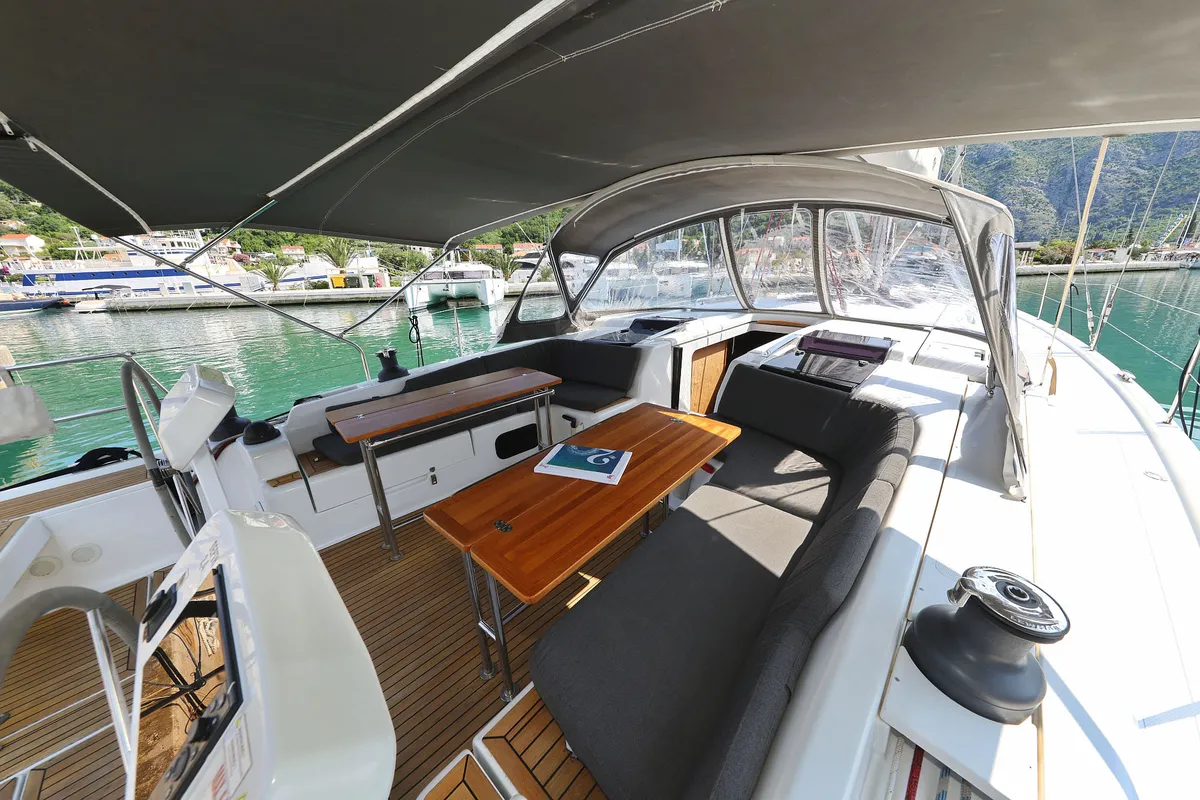 Deck of Uptown Girl, a Hanse 508 sailboat at Dubrovnik, Croatia