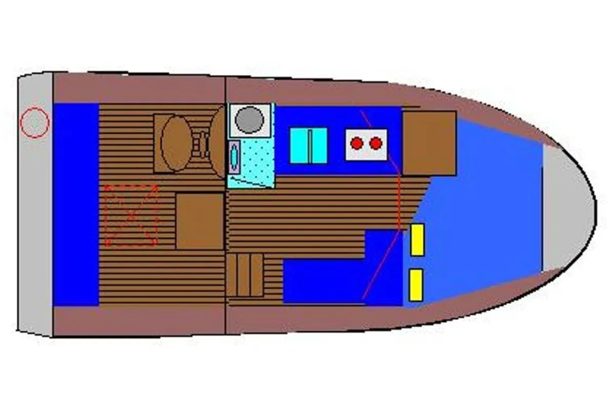 Floor plan of Amy, a Gulet Weekender 750 motorboat at Woudsend, Netherlands