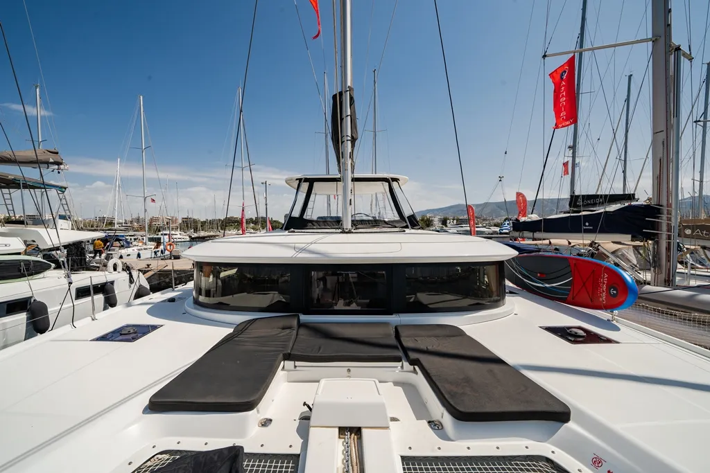 Deck of Cataleya, a Lagoon 46 catamaran at Athens, Greece
