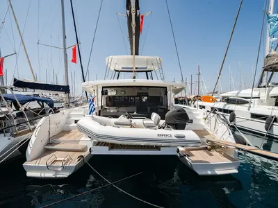 Deck of Cataleya, a Lagoon 46 catamaran at Athens, Greece