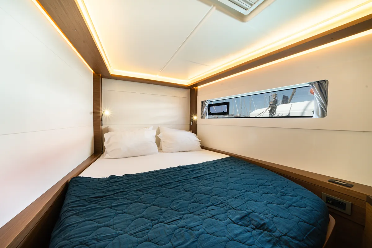 Cabin on Cataleya, a Lagoon 46 catamaran at Athens, Greece