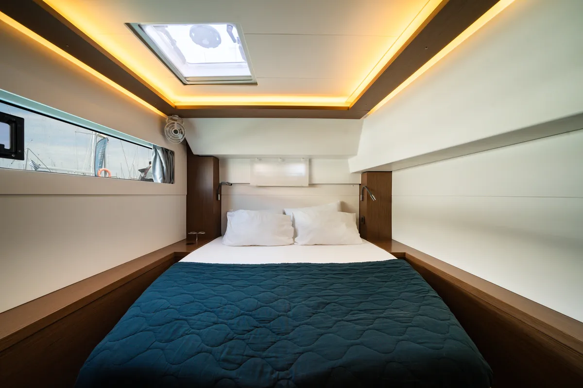 Cabin on Cataleya, a Lagoon 46 catamaran at Athens, Greece