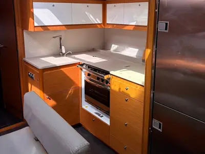 Galley of Chuck, a Dufour 470 sailboat at Tonnarella, Italy