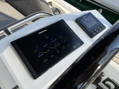 Cockpit of Nagia, a Beneteau Oceanis 46.1 sailboat at Athens, Greece