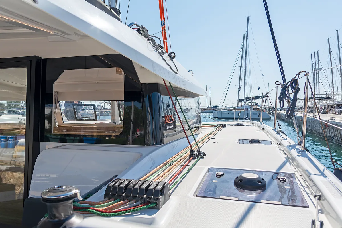 Little Blue Ocean, a Excess 11 catamaran at Parikia, Greece