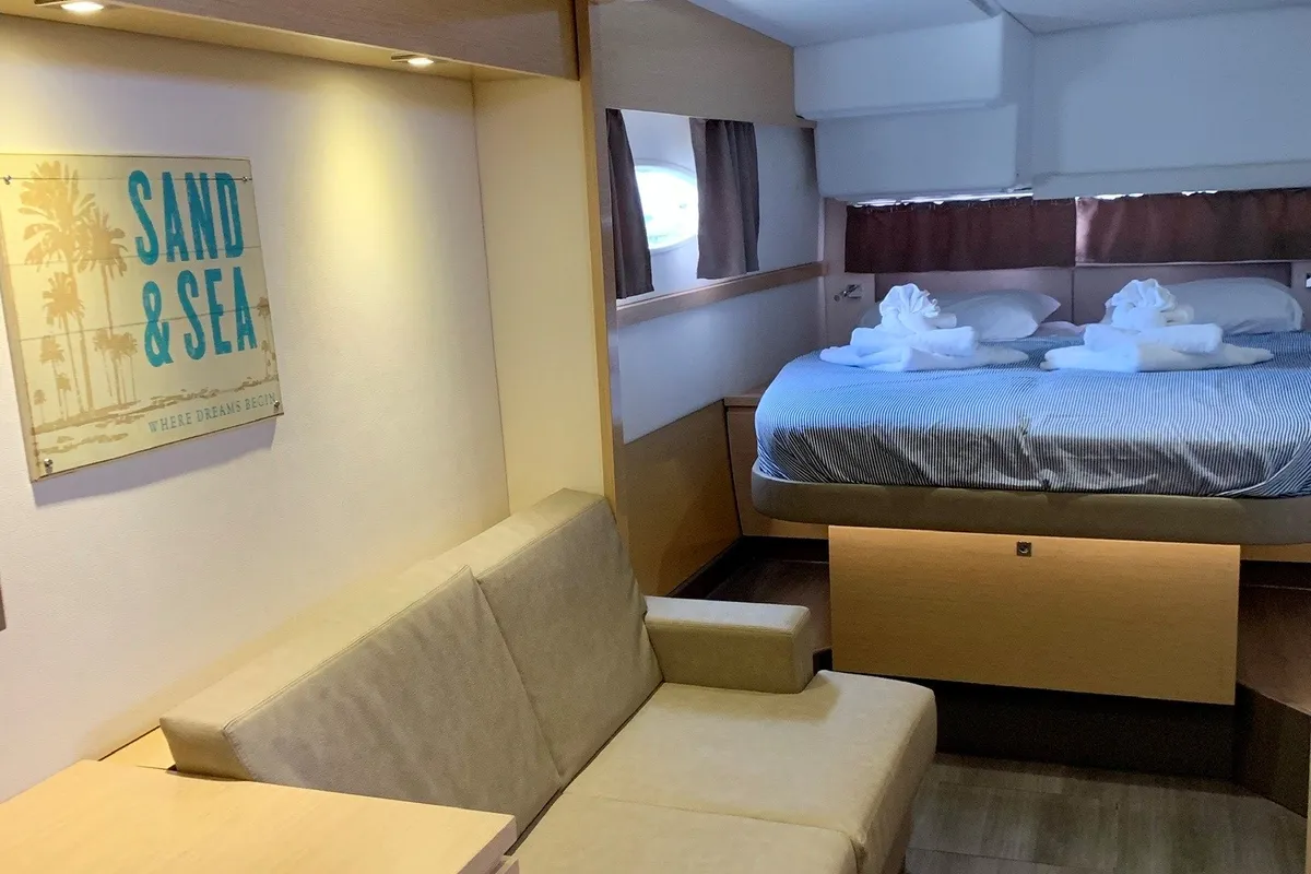 Cabin on Ohana, a Fountaine Pajot Helia 44 catamaran at Road Town, British Virgin Islands