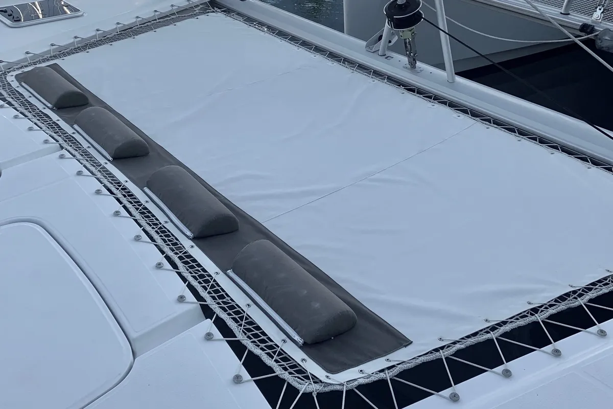 Deck of Ohana, a Fountaine Pajot Helia 44 catamaran at Road Town, British Virgin Islands