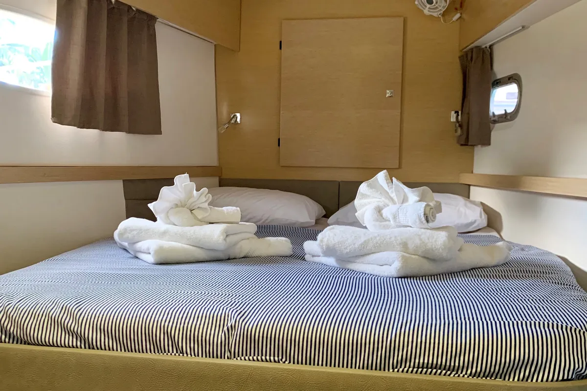 Cabin on Ohana, a Fountaine Pajot Helia 44 catamaran at Road Town, British Virgin Islands
