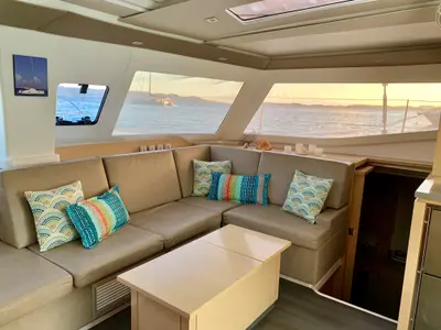 Salon of Ohana, a Fountaine Pajot Helia 44 catamaran at Road Town, British Virgin Islands