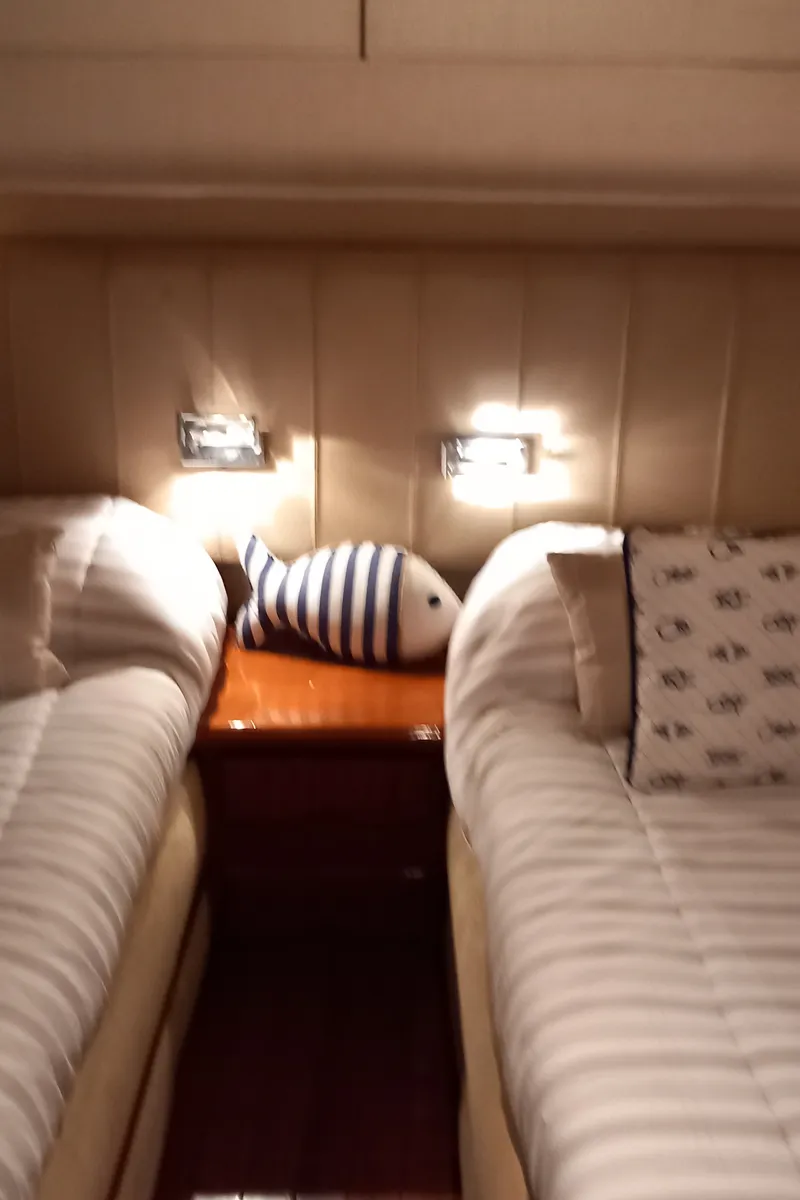 Cabin on Port Ligat, a Rodman 56 Fly motor yacht at Port d'Andratx, Spain